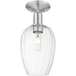 Preston Flute Semi Flush Ceiling Light - Brushed Satin Nickel / Clear