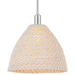 Bristol Natural Stem Pendant - Brushed Satin Nickel / Natural White Fiber