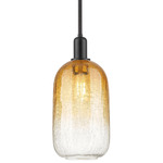 Brookhaven Cloche Stem Hung Pendant - Matte Black / Brookhaven Amber