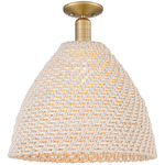 Bristol Natural Semi Flush Ceiling Light - Brushed Brass / Natural White Fiber