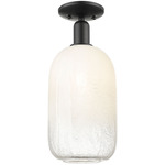 Brookhaven Cloche Semi Flush Ceiling Light - Matte Black / Brookhaven Opal