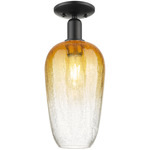 Brookhaven Flute Semi Flush Ceiling Light - Matte Black / Brookhaven Amber