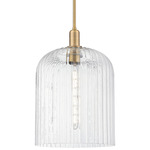 Bridal Veil Stem Hung Pendant - Brushed Brass / Clear