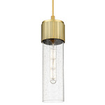 Bolivar Cord Pendant - Brushed Brass / Clear Seedy