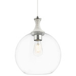 Astor Rope Pendant - Polished Nickel / White Rope / Clear
