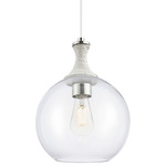 Astor Rope Pendant - Polished Nickel / White Rope / Clear