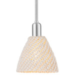 Bristol Natural Stem Pendant - Brushed Satin Nickel / Natural White Fiber