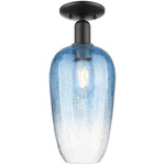 Brookhaven Flute Semi Flush Ceiling Light - Matte Black / Brookhaven Sapphire