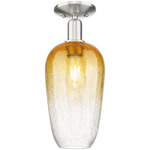 Brookhaven Flute Semi Flush Ceiling Light - Brushed Satin Nickel / Brookhaven Amber