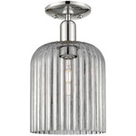 Bridal Veil Semi Flush Ceiling Light - Polished Nickel / Light Smoke