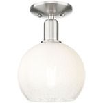 Brookhaven Globe Semi Flush Ceiling Light - Brushed Satin Nickel / Brookhaven Opal