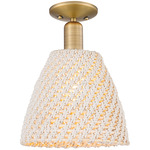 Bristol Natural Semi Flush Ceiling Light - Brushed Brass / Natural White Fiber