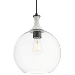 Astor Rope Pendant - Matte Black / White Rope / Clear