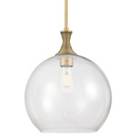 Astor Stem Pendant - Brushed Brass / Clear