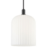 Bridal Veil Stem Hung Pendant - Matte Black / Gloss White