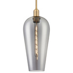 Chelsea Stem Pendant - Brushed Brass / Light Smoke