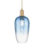 Brookhaven Flute Pendant - Brushed Brass / Brookhaven Sapphire