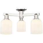 Bridal Veil 3 Light Semi Flush Ceiling Light - Polished Nickel / Gloss White