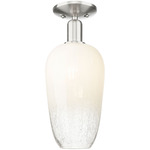 Brookhaven Flute Semi Flush Ceiling Light - Brushed Satin Nickel / Brookhaven Opal