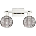 Athens Deco Swirl Bathroom Vanity Light - Polished Nickel / Light Smoke