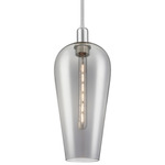 Chelsea Stem Pendant - Brushed Satin Nickel / Light Smoke