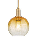 Brookhaven Globe Stem Pendant - Brushed Brass / Brookhaven Amber