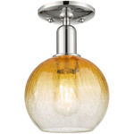 Brookhaven Globe Semi Flush Ceiling Light - Polished Nickel / Brookhaven Amber
