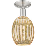 Preston Bulb Semi Flush Ceiling Light - Brushed Satin Nickel / Mercury