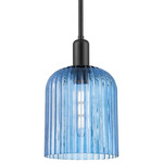 Bridal Veil Stem Hung Pendant - Matte Black / Princess Blue