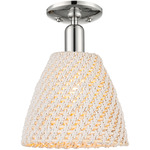 Bristol Natural Semi Flush Ceiling Light - Polished Nickel / Natural White Fiber