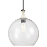Astor Rope Stem Pendant - Matte Black / White Rope / Clear