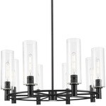 Crown Point 434 Cylinder Chandelier - Matte Black / Clear Seedy