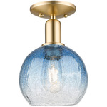 Brookhaven Globe Semi Flush Ceiling Light - Champagne Bronze / Brookhaven Sapphire
