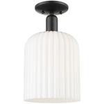 Bridal Veil Semi Flush Ceiling Light - Matte Black / Gloss White