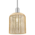 Bridal Veil Stem Hung Pendant - Brushed Satin Nickel / Mercury