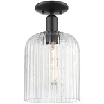 Bridal Veil Semi Flush Ceiling Light - Matte Black / Clear