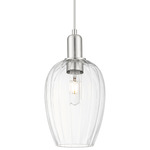 Preston Flute Pendant - Brushed Satin Nickel / Clear