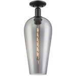 Chelsea 716 Semi Flush Ceiling Light - Matte Black / Light Smoke