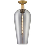 Chelsea 716 Semi Flush Ceiling Light - Brushed Brass / Light Smoke