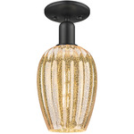 Preston Flute Semi Flush Ceiling Light - Matte Black / Mercury