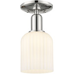 Bridal Veil Small Semi Flush Ceiling Light - Polished Nickel / Gloss White