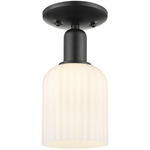 Bridal Veil Small Semi Flush Ceiling Light - Matte Black / Gloss White
