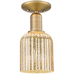 Bridal Veil Small Semi Flush Ceiling Light - Brushed Brass / Mercury