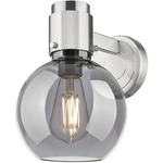Lawton Sphere Wall Sconce - Brushed Satin Nickel / Smoke