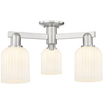 Bridal Veil 3 Light Semi Flush Ceiling Light - Brushed Satin Nickel / Gloss White