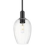 Preston Flute Stem Hung Pendant - Matte Black / Clear