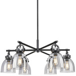 Newton Bell Arched Chandelier - Matte Black / Light Smoke