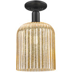 Bridal Veil Semi Flush Ceiling Light - Matte Black / Mercury