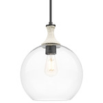 Astor Rope Stem Pendant - Matte Black / White Rope / Clear