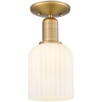 Bridal Veil Small Semi Flush Ceiling Light - Brushed Brass / Gloss White